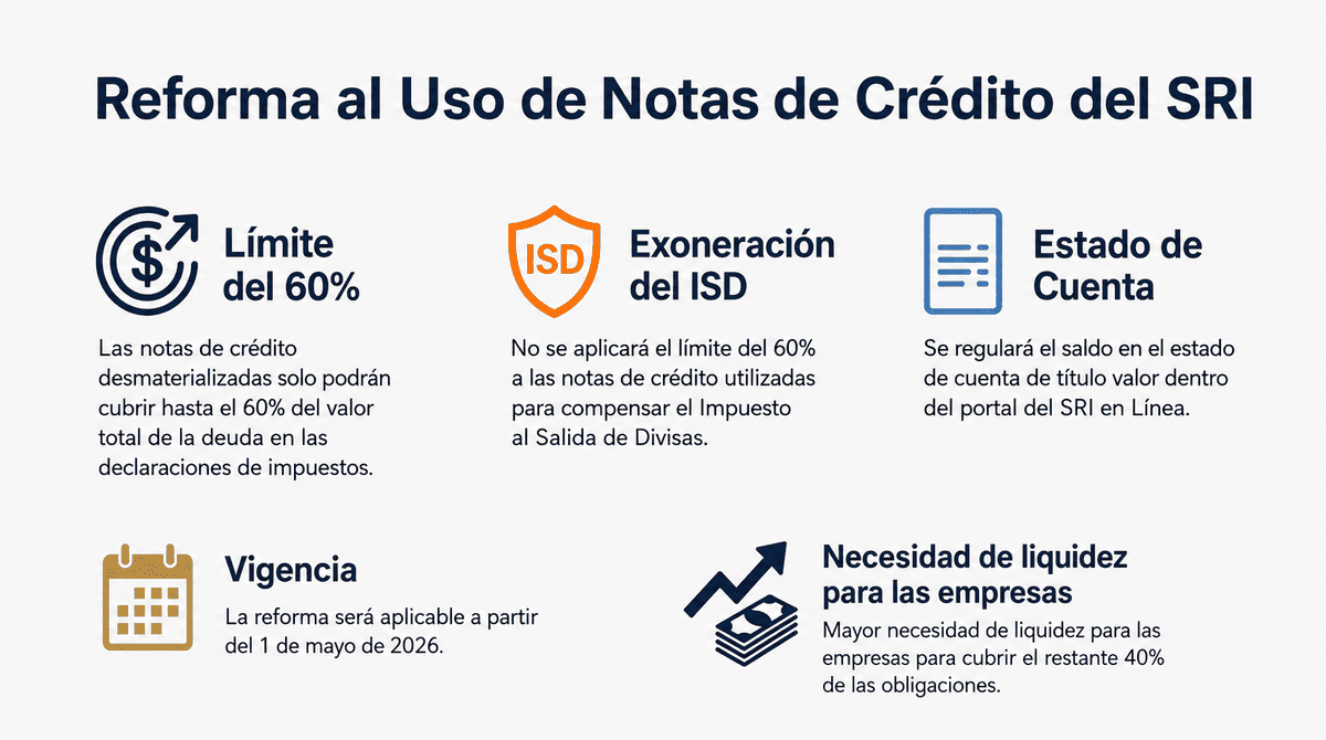 Resolución NAC-DGERCGC26-00000015: Límite del 60% en Notas de Crédito SRI